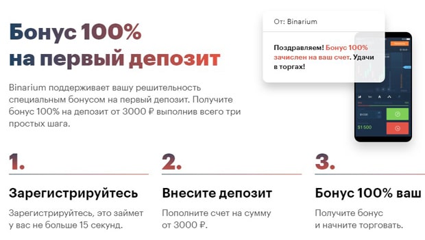binarium.com bonus 100%