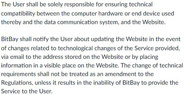 Odpowiedzialność klienta BitBay