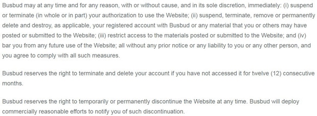 zablokowanie dostępu do serwisu przez busbud.com