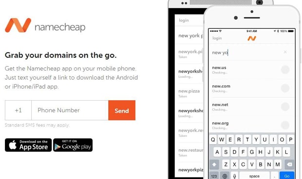 aplikacja mobilna namecheap.com