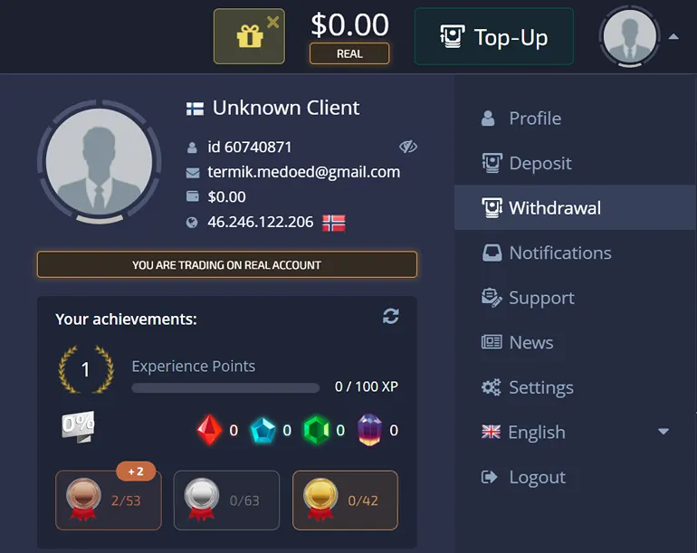 Osobista szafka tradera Pocket Option konto osobiste pocketoption.com