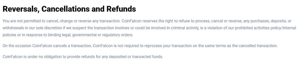 CoinFalcon zwraca pieniądze