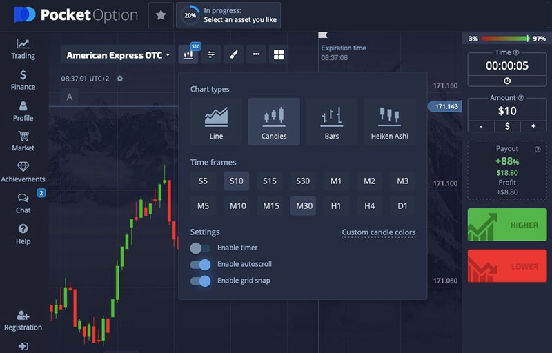 Pocket Option zapewnia wygodny terminal